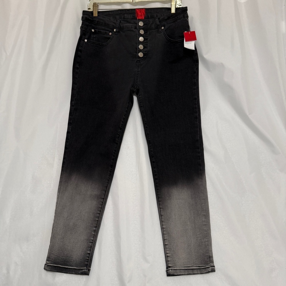 V Cristina Black and Gray Ombre Ankle Jeans